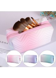 1PC Gradient Color PU Leather Cosmetic Bag For Women Zipper Travel Cosmetic Bag Large Female Waterproof Make Up Pouch Necessities