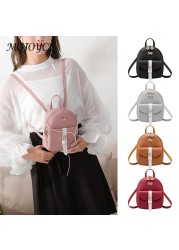 Women Backpacks Contrast Color Soft Handle PU Leather Small Shoulder Messenger Bag Daily Shopping Handbag