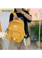 Fashionable single color nylon travel backpack large capacity female student daily shopping travel bag