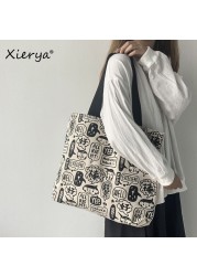 Xierya canvas paper bag female large-capacity bag shoulder bags new student women's tote bag Chinese style симка