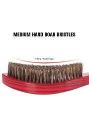 Dreyouti Wave Hard Bristle Boar Hair Brush Wooden Head Curved Palm Combs 360 Man Hairdressing Hair Styling Tools For African