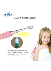 Seago Baby Sonic Electric Toothbrush Battery Powered Colorful LED Smart Timer Replaceable Toothbrush Dupont Brush Heads SG EK6