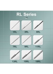 50 قطعة المهنية الوشم إبرة 1RL 3RL 5RL 7RL 9RL 11RL 13RL 15RL 18RL 0.35 مللي متر جولة بطانة الوشم الإبرة للوشم لوازم