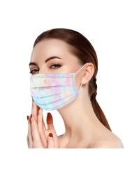 10/100pcs mascarilla headband 10pcs adult tie-dye gradient printed three layers dust-proof disposable mask masque cenfant cuddly