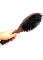 Natural Boar Bristle Massage Brush Comb Anti-static Hair Scalp Paddle Brush Beech Wooden Handle Hair Brush Comb Styling Tool