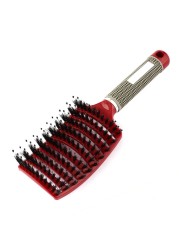 Women Men Hair Scalp Massage Bristle Comb & Nylon Brush Wet Curly Detangling Hair Brush for Salon Hairdressing Styling Tools