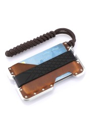 Genuine Rfid Leather Card Holder for Men Simple Metal Credit Card Wallet 2021