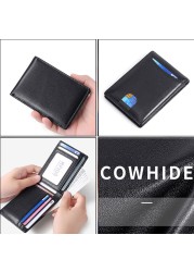 DIENQI RFID Genuine Leather Men Wallet Money Bag Slim Thin Card Wallet Men Luxury Male Small Short Wallet Bi-fold Vallet Billfold