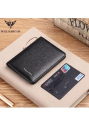 WILLIAMPOLO - Men's Slim Wallet, Luxury Genuine Leather Card Holder, Slim Wallet, New Fashion