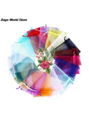 100pcs/lot Organza Jewelry Bag Tulle Drawstring Bag Jewelry Display Packaging Jewelry Pouches Wedding Gift Jewelry Display