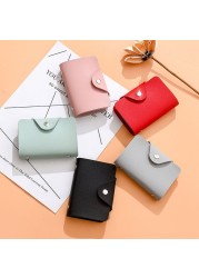 24 Slots Card Holder PU Leather Slim Bank Credit ID Card Coin Pouch Bag Pouch Purse Organizer Thin Business Card Clip With Button