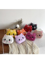 New Children Small Bags Baby Girls PU Leather Small Shoulder Crossbody Bags Cute Cat Kids Coin Purse Wallet