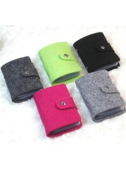 24 Slots Felt Wool Felt Women Men ID Credit Card Button Case Holder Wallet Organizer Gift Business Card ID Card Holder Wallet