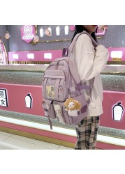 Purple Nylon Backpack For Women Large Capacity Backapck 2021 New Student Travel Bag Girl Multifunctional School Bag 7 Grade