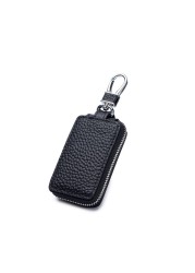 2022 New Genuine Leather Car Key Holder For Men Unisexl Keys Bag Men Leather Key Bag Women Zipper Key