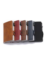 DIENQI - Leather Anti-theft Card Holder for Men and Women, Anti-magnetic, Credit Cards, Simple Wallet, Pocket Case