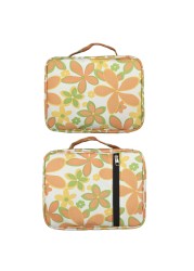 Portable Canvas Bible Cover Floral Pattern Handbag with Handle & Zippered Pocket Tote Book Holder Waterproof Cover