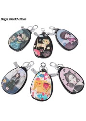 Fashion 1PC Women Key Bag Cartoon Girl Students Leather Key Wallets Key Case Car Key Chains Cover New Lovely Key Holder