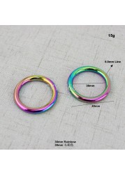 10-30-100pcs 1.6cm 1.8cm 2.5cm 3cm rainbow pet strap o ring, bags accessories, welded alloy rings, closed round o ring