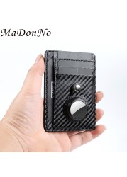 Air Tag Carbon Fiber Credit Card Holder Men Wallets Rfid Bank Card Holder Airtag Leather Wallet Macsafe Wallet For Air Tag