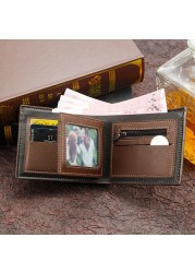 Men's Leather Wallet Business Foldable Luxury Wallet Billfold Slim Hipster Credit Card Holders Insert Coin Purses Vintage Walls