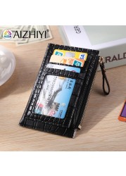 Fashion Women's PU Leather Crocodile Leather Bank Pattern Shopping ID Card Holder Casual Ladies Contrast Color Small Wallet Coin Purse