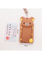 Cute Cartoon Bank Credit Card Holders Women Girl Silica Gel Neck Strap Wallet Card Bus ID ID Badge Lanyard