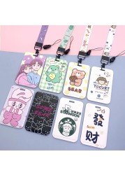 New cute cartoon student meal ID card holder campus card ID badge holder lanyard access control subway bus card protective cover