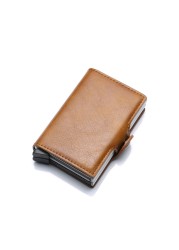 Blocking protection men's id credit card holder wallet leather metal aluminum business bank card credit card case