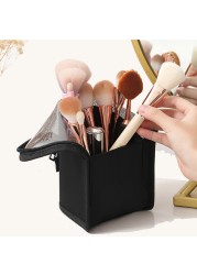 Travel Makeup Brush Bag Portable Cosmetic Brush Holder Organizer Waterproof Stand Makeup Brush Purse Zipper Cosmetic Bag