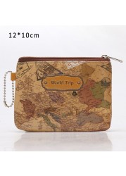 3D World Map Mini Wallet Small Zipper Wallet Personal Portable Wallet