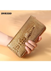 New women wallet crocodile pattern long wallet phone bag portfel damski lady clutch bag purse card holder carteira feminina