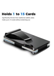 DIENQI RFID Metal Card Holder Men Women Wallets Money Bags Purse Mini Slim Purse Fashion Small Thin Male Black Walet for Men