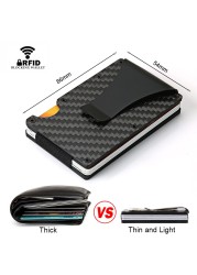 Rfid Carbon Fiber Mini Wallet Men Small Wallet Slim Thin Smart Pocket Card Wallet