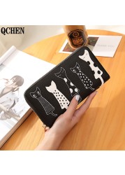 Women Cat Cartoon Luxury Wallet High Quality Creative Female Card Holder Casual Zip Ladies Clutch PU Leather Coin Purse 179Q