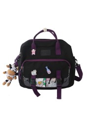 Mini Canvas Backpack Teenage Girls School Backpack For Female Student Women Patchwork Kawaii Small Backpack Mochila