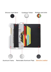 DIENQI تتفاعل الكربون حامل بطاقات من الألياف الرجال ضئيلة محفظة صغيرة الحجم جلدية التكتيكية البنك حامل بطاقة الائتمان الذكور الذكية شارة حامل