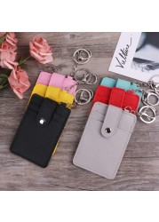 Women Mini Card Holder Portable ID Card Holder Card Cover Desk Work Keychain Keychain Tool