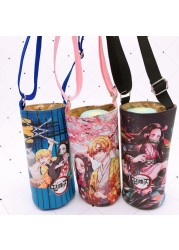 Devil Blade Cartoon Anime Peripheral PU Cup Cover Demon Slayer Kimetsu no Yaiba Kamado Nezuko Student Children Kids Kettle Bag