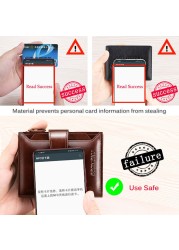 Men's Genuine Leather RFID Blocking Trifold Wallet Short Vintage Multifunctional Credit Card Holder Coin Zipper Pocket Money Bags