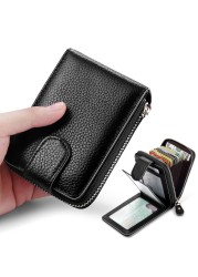 2022 Smart Wallet Men Wallets RFID Card Holder 100% Vintage Leather Card Wallet Coin Pocket Money Bag tarjetero hombre