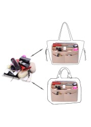 New Popular Women Makeup Organizer Felt Cloth Insert Bag Multifunction Travel Cosmetic Bag Girl Toiletry Storage Liner Bags