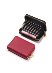 Women PU Zipper Cash ID Card Credit Card Holder Pure Color Business Card Case Name Card Holder Card Holder