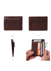 GENODERN New Mini Card Holder With Zipper Coin Pocket Mini Wallet Men Small Wallet Male Functional Card Wallet