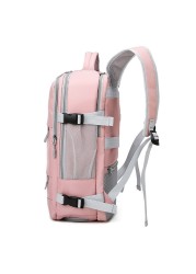 Pink Women Travel Bag Water Repellent Anti-theft Stylish Casual Daypack With Luggage Strap And USB Charging Port Backpack