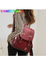 Fashion Women Soft Leather Backpack Female School Book Bags Large Capacity Shopping Travel Bag Femme New Casual Backpack