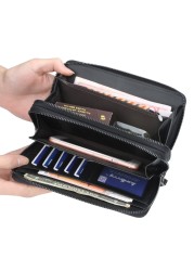 New Men Wallets Large Capacity Cell Phone Pocket Double Zipper Clutch Bag Passcard Male Business Wallet