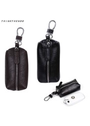 Men's PU Leather Key Wallet Unisex Zipper Wallet Car Key Holder Clip Home Nanny Holder