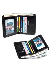 Genuine Leather Slim Wallets for Men and Women Short Credit Card Holders Coin Smart Bluetooth Wallet Man Card Holder Photo