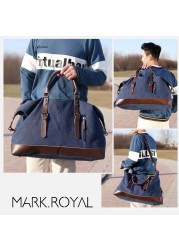 MARKROYAL Canvas Leather Men Travel Bags Carry On Luggage Bag Men Duffel Bag Handbag Large Travel Shopping Bag Weekend Bag Dropshipping